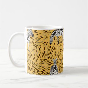 Caneca De Café Zebra stripes: fundo sem costura desenhado à mão.