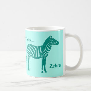 Caneca De Café Zebra - Turquesa e Aqua