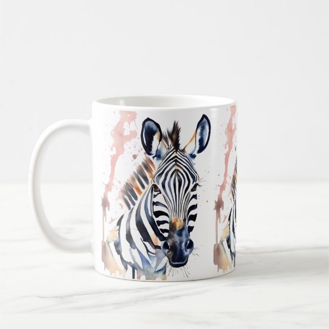 Caneca De Café Zebra Willife & Nature - Conjunto de Cores de Água (Esquerda)