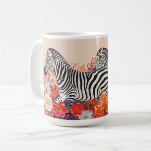 Caneca De Café Zebras em Flores