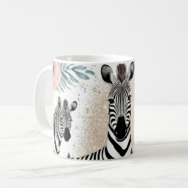 Caneca De Café Zebras Whimsical e Fantasia Floral