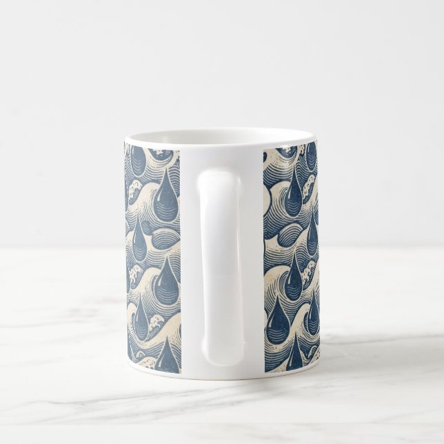 Caneca De Café Zen cup- Droplet and Wave Illusion Art (Alça)
