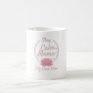Caneca De Café Zen Fique Calma Mamãe Lótus Dourado Arte
