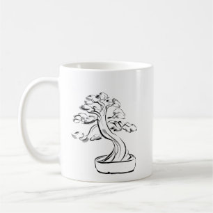 Caneca De Café Zen Inkflow: Bonsai Minimalista em Estilo Sumi-e D