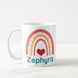Caneca De Café Zephyra Nome Vintage Boho Rainbow