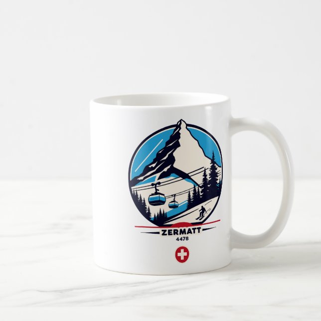 Caneca De Café Zermatt 4478 - Esquiando no Problemhorn  (Direita)