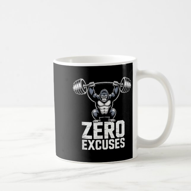 Caneca De Café Zero Excuses Gorilla Gym Motivational Workout  (Direita)