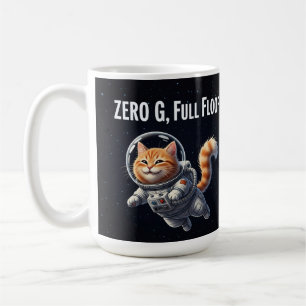 Caneca De Café Zero G, Pelo Cheio! Adorável Gato Espacial