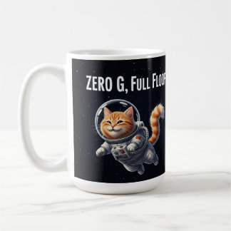 Caneca De Café Zero G, Pelo Cheio! Adorável Gato Espacial