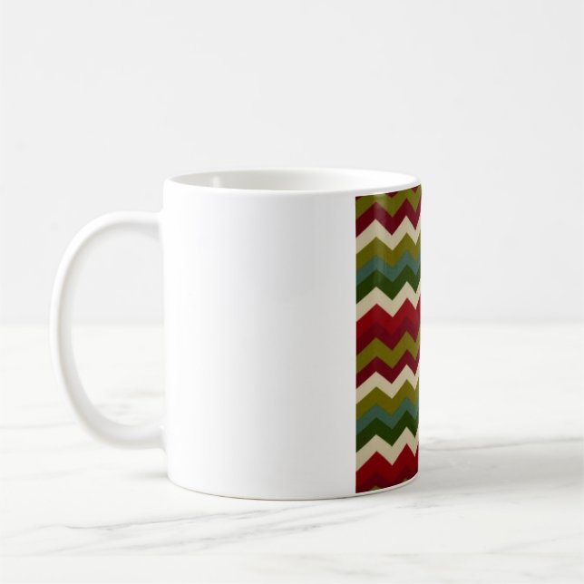 Caneca De Café Ziguezague de Natal Rústico – Vermelho Verde e Cre (Esquerda)
