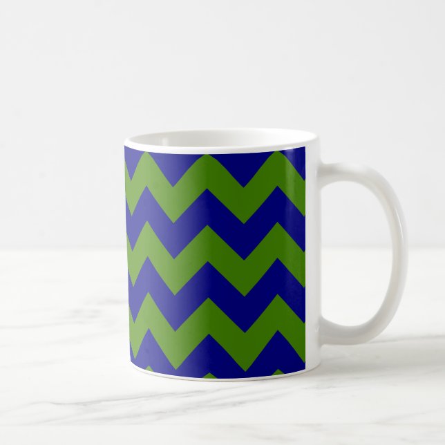Caneca De Café Ziguezague Verde e Azul-Marinho (Direita)