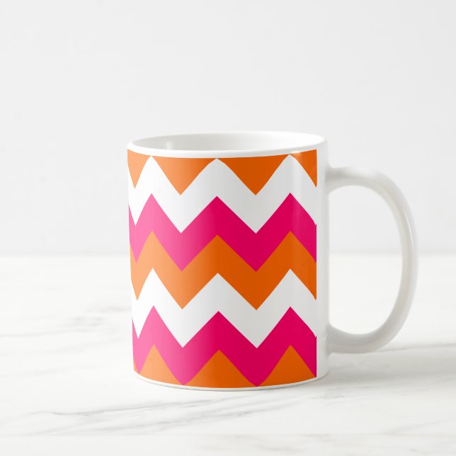 Caneca De Café Zigzag Branco Laranja Rosa (Direita)