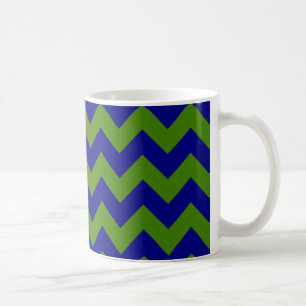 Caneca De Café Zigzag verde e azul Marinho