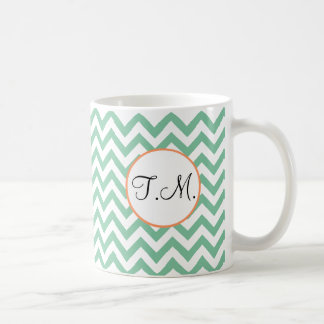 Caneca De Café Zigzag Verde Monograma