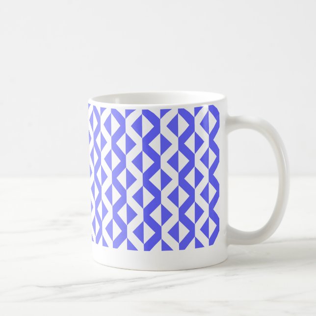 Caneca De Café ZigZags Alternados - Azul Elétrico e Branco (Direita)