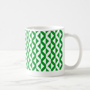 Caneca De Café ZigZags Alternados - Verde Grama e Branco