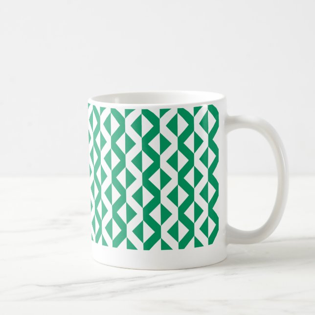 Caneca De Café ZigZags Alternados - Verde Kentucky e Branco (Direita)