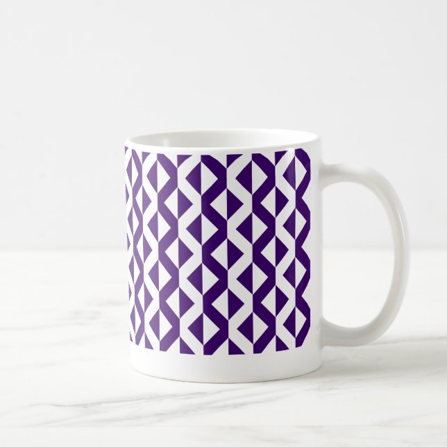 Caneca De Café ZigZags Alternados - Violeta Profundo e Branco (Direita)