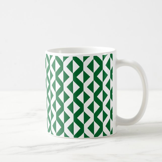 Caneca De Café ZigZags Alternativos - Verde Floresta e Branco (Direita)