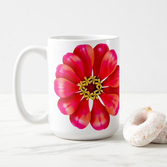 Caneca De Café Zínia Rosa (Com Donut)