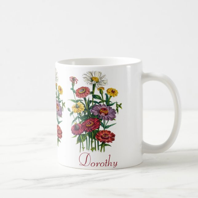 Caneca De Café Zinnias personalizadas (Direita)