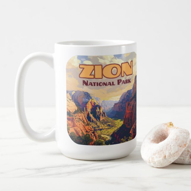 Caneca De Café Zion National Park Utah Moab Canyon Retro (Com Donut)