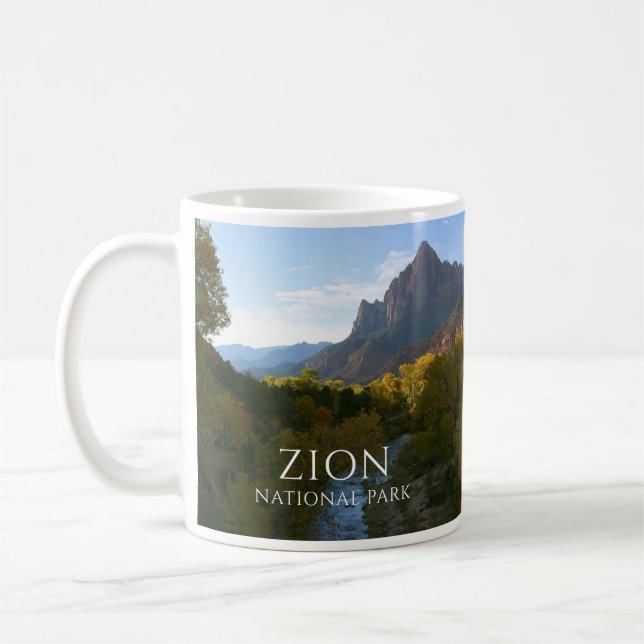 Caneca De Café Zion National Park, Watchman Peak, Virgin River (Esquerda)