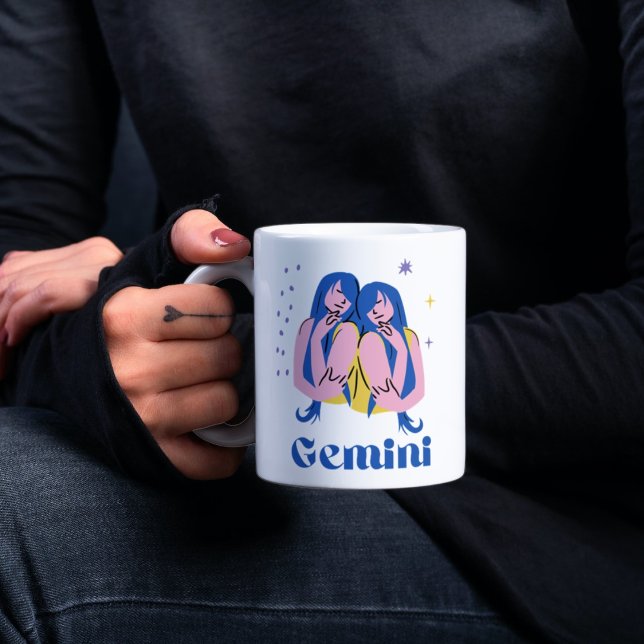 Caneca De Café Zodiac | Ilustração de Sinal de Estrela Gemini (Gemini | Zodiac | Horoscope | Star Sign Illustration)