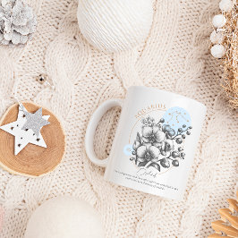 Caneca De Café Zodíaco Aquário Floral Constelação Astrologia 