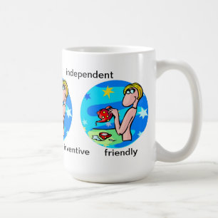 Caneca De Café Zodíaco bonito dos desenhos animados dos traços