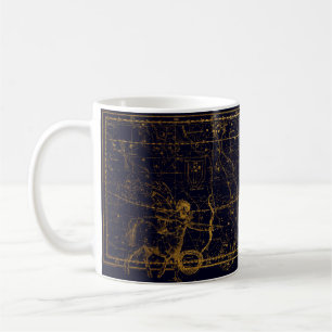 Caneca De Café Zodíaco Dourado azul escuro do Sagitário do