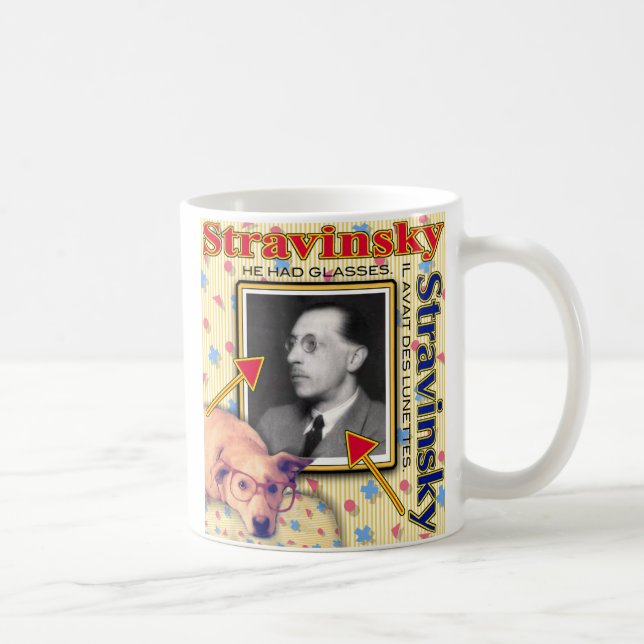 Caneca De Café ZoeSPEAK - Stravinsky - Ele tinha óculos. (Direita)