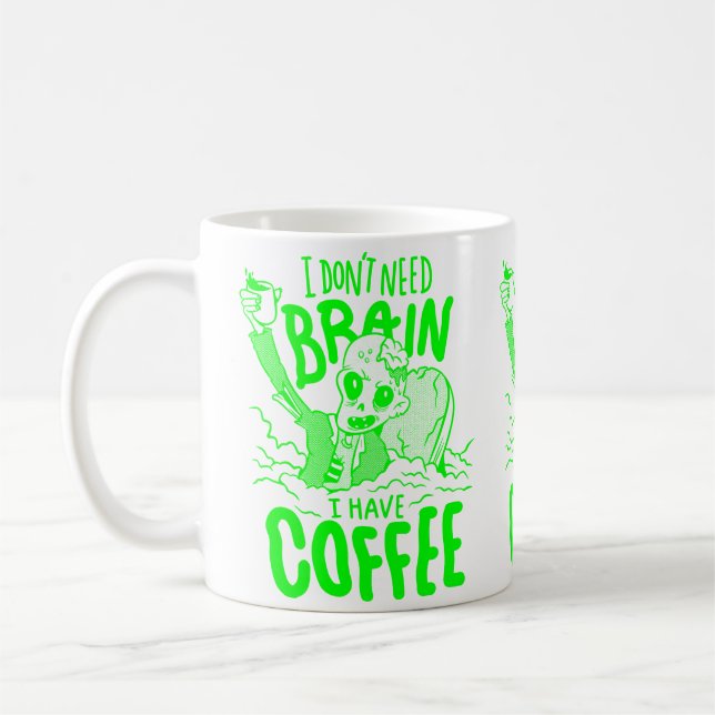 Caneca De Café zombie bebendo de café verde-ácido de halloween (Esquerda)