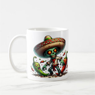 Caneca De Café Zombie Cinco de Mayo Man e pimentões quentes