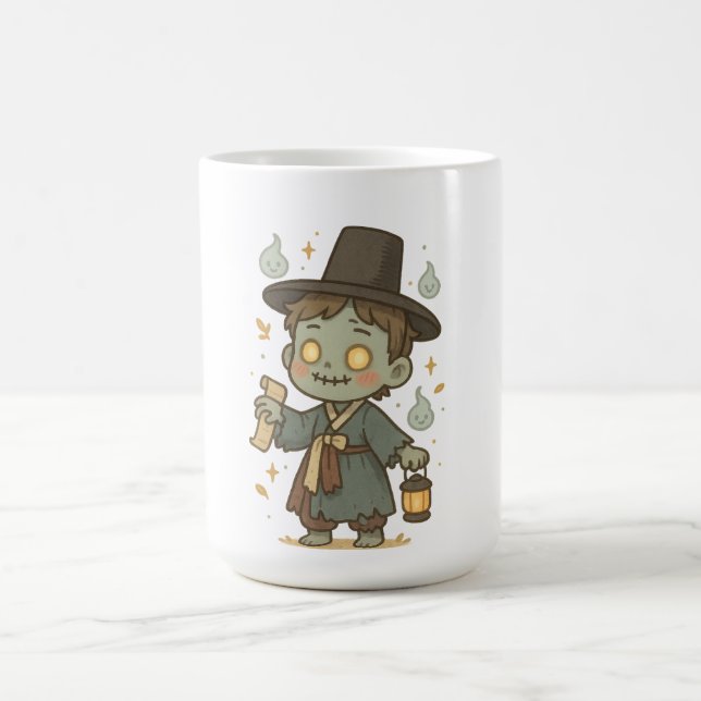 Caneca De Café Zombie Coreano Engraçado - Estilo Chibi Joseon (Centro)