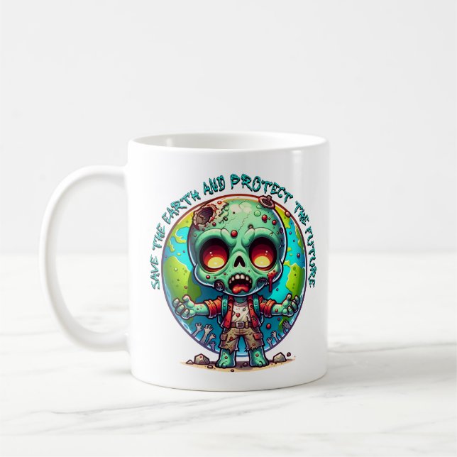 Caneca De Café Zombie do Dia da Terra (Esquerda)