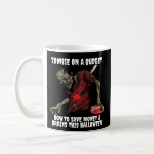 Caneca De Café Zombie Em Um Halloween De Orçamento
