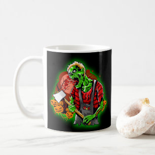Caneca De Café Zombie Verde Engraçado no Halloween