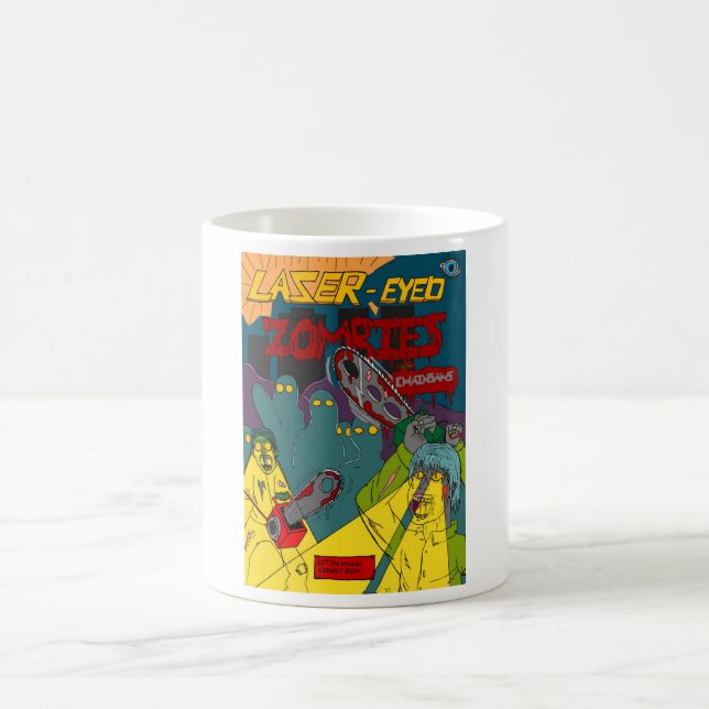 Caneca De Café Zombies de olhos laser com Chainsaws Mug (Centro)