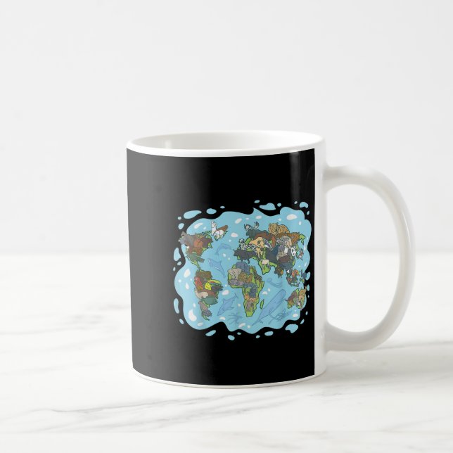 Caneca De Café Zoo Animais Mundo Mapa Planeta Terra Selo Ecológic (Direita)