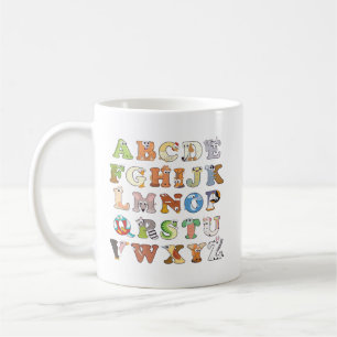 Caneca De Café Zoo Animal Alphabet Letters ABCs Learning