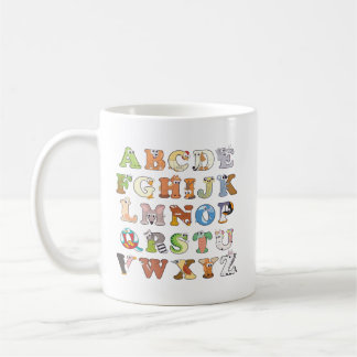 Caneca De Café Zoo Animal Alphabet Letters ABCs Learning