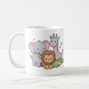 Caneca De Café Zoológico Animal Fofo Kawaii Criança Diversão Selv
