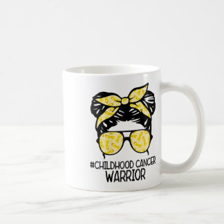 Caneca De Café Zqxj Messy Bun Yellow Ribbon Childhood Cancer Warr