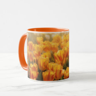 Caneca de Campo de Tulipas Laranja e Dourado Amare