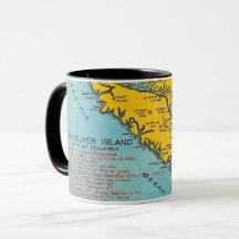 Caneca de cartão postal de mapa antigo da Ilha de
