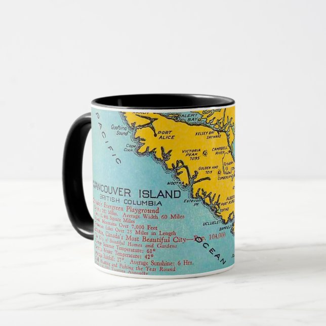 Caneca de cartão postal de mapa antigo da Ilha de  (Frente Esquerda)