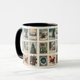 Caneca de cartão-postal de Natal vintage