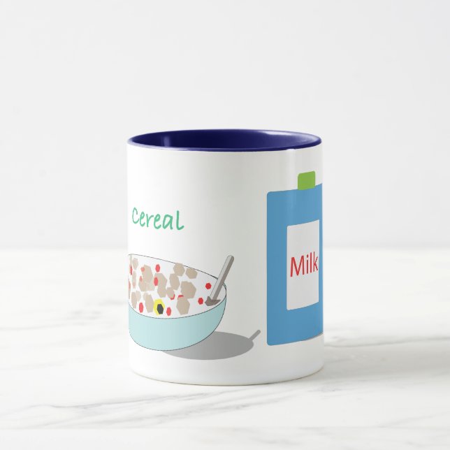 caneca de cartoon de cereais e leite (Centro)