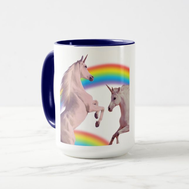 Caneca de Casais Unicórnio Arco-íris com Nomes Per (Frente Esquerda)